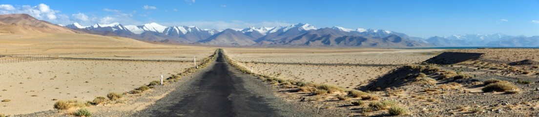 Pamir highway mountains Karakul lake in Tajikistan