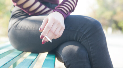 Woman with cigarette. Smoking, Lifestyle