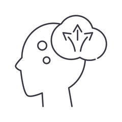 Hesitate mind icon, linear isolated illustration, thin line vector, web design sign, outline concept symbol with editable stroke on white background.