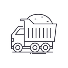 Heavy truck icon, linear isolated illustration, thin line vector, web design sign, outline concept symbol with editable stroke on white background.