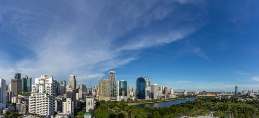 Fototapeta na wymiar Panorama cityscape, Bangkok Business district of Bangkok Thailand
