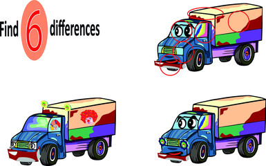 find 6 differences car picture. a game of wits