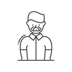 Obraz premium Grandfather icon, linear isolated illustration, thin line vector, web design sign, outline concept symbol with editable stroke on white background.