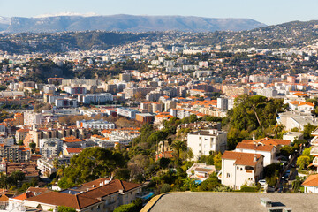 Fototapeta na wymiar Panoramic view of Nica in France outdoors.