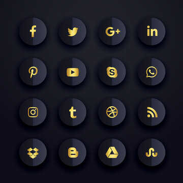 dark premium social media icons set