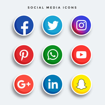 circle modern social media icons set