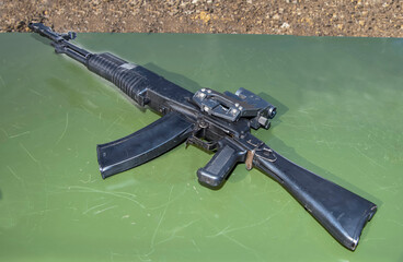  5.45 mm assault rifle ready to shoot at targets