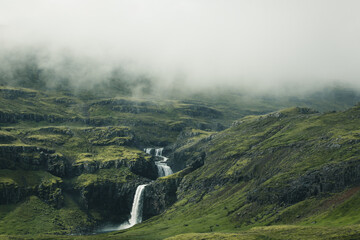 fog in the mountains. Iceland 