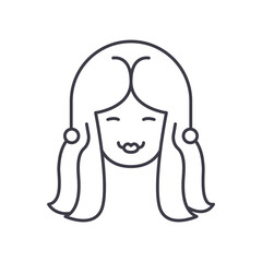 Hair style concept icon, linear isolated illustration, thin line vector, web design sign, outline concept symbol with editable stroke on white background.
