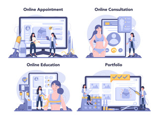 Plastic surgery online service or platform set. Idea of body correction.