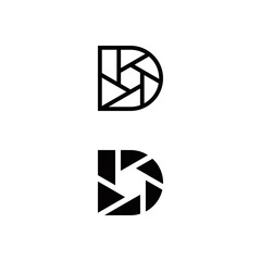 d initial camera logo design vector graphic idea creative - obrazy, fototapety, plakaty
