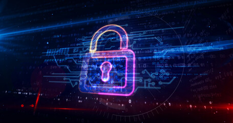 Padlock cyber security symbol abstract 3d illustration