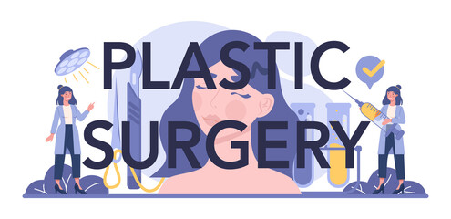 Plastic surgery typographic header. Idea of body and face correction.