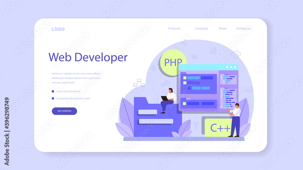 Wall mural back end development web banner or landing page. software development