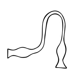 Classic bow tie, untied. Hand drawn contour sketch. Black and white. Doodle.