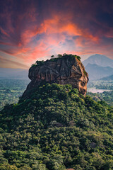Spectacular view of the Lion rock surrounded by green rich vegetation. Picture taken from...