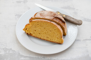 corn bread on white small plate