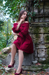 girl in red dress