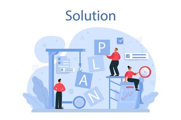 Solution concept illustration. Solving the problem and finding