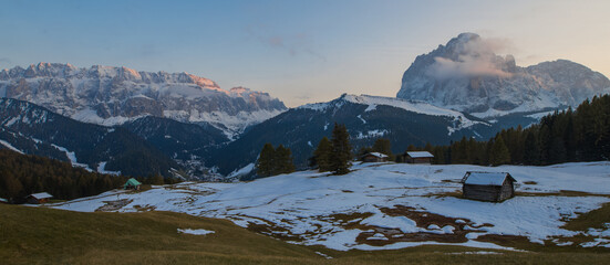 The sunset in the Dolomites