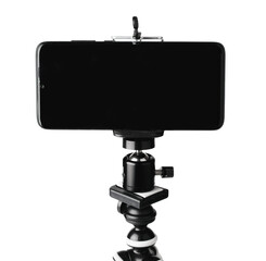 Flexible tripod octopus on white isolated background.