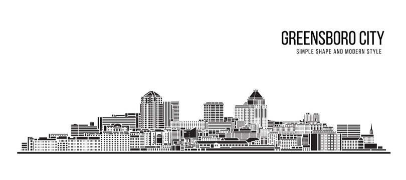 Cityscape Building Abstract Simple Shape And Modern Style Art Vector Design - Greensboro City