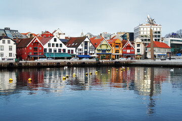 Fototapeta na wymiar Guest harbour of Stavanger with old-style houses, Norway