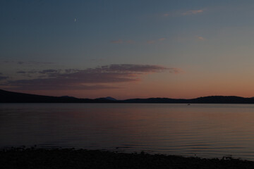 Stunningly beautiful sunset on a mountain lake