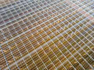 aerial view of a modern agricultural greenhouse