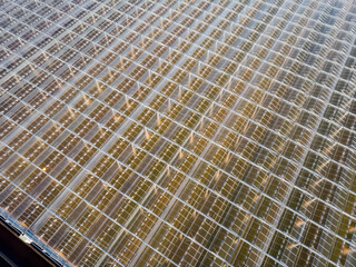 aerial view of a modern agricultural greenhouse