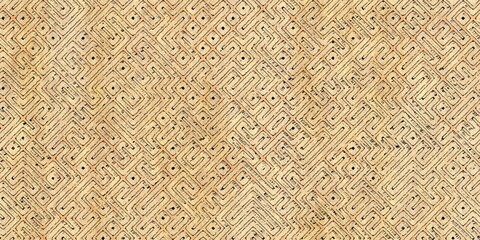 Seamless pattern of antique maze scheme, painted on old paper or parchment