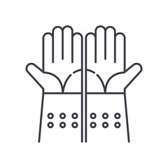 Gloves icon, linear isolated illustration, thin line vector, web design sign, outline concept symbol with editable stroke on white background.