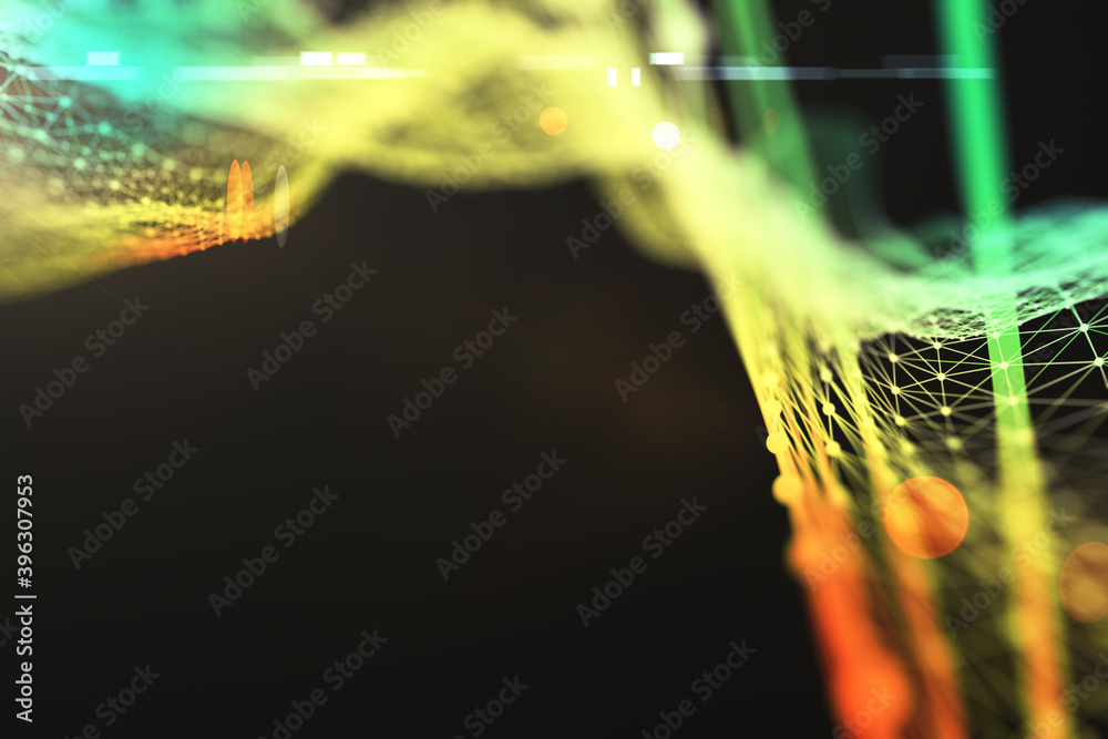 Aufkleber glowing color wave texture with dots.