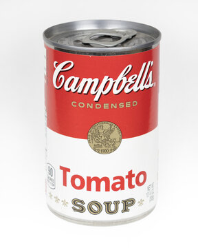 SABADELL, SPAIN-NOVEMBER 30, 2020: Can of Campbell's Tomato Soup, 2020 design