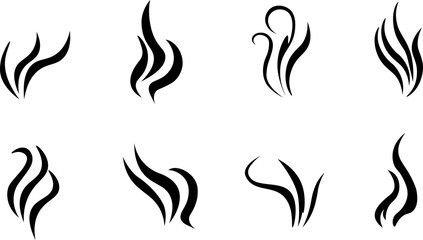 Smoke. Vector set of icons and symbols. Simple illustration isolated on white background.
