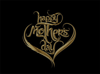 Happy Mothers day Gold hand lettering handmade calligraphy vector illustration.