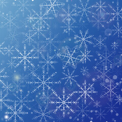 snowflakes and flare on a blue gradient - Christmas Background