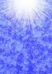 上から光が差しこむ青い背景のイラスト