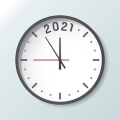 Clock isolated on background with copy space. 2021 countdown New Year and start up concept