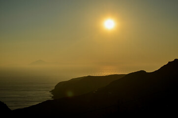 Sunset over Aegean sea from Anafi