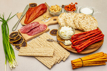 Ingredients for making charcuterie chalet