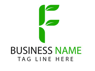 Letter F  Initial natural vector logo template. Design with leaf and green color..eps