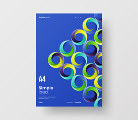 Vertical corporate identity A4 report cover. Abstract geometric circle vector business presentation design layout. Amazing company front page illustration brochure template.