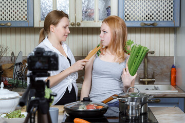 mom stops her teen daughter from recording a video blog about healthy eating. conflict between...