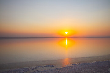 Turkey's second largest lake, sunset in salt lake