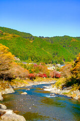 Fototapeta na wymiar 【東京都】御岳渓谷の渓流と紅葉