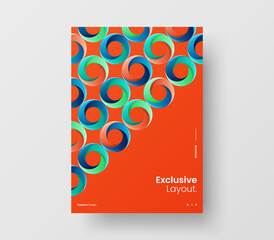 Vertical corporate identity A4 report cover. Abstract geometric circle vector business presentation design layout. Amazing company front page illustration brochure template.