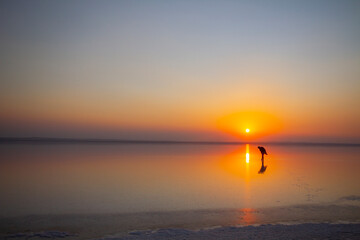 Turkey's second largest lake, sunset in salt lake
