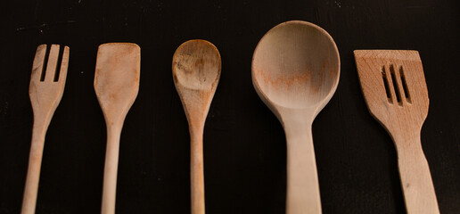 wooden kitchen utensils