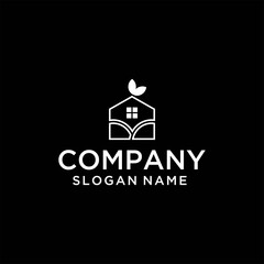 simple, creative, leaf house logo concept
